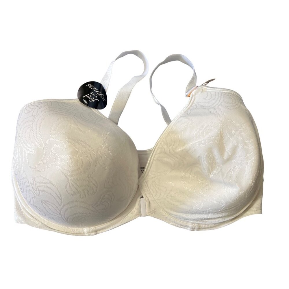 FIND Style name NEW Bali 40DD Soft White Bra With Floral Texture & Adjustable St